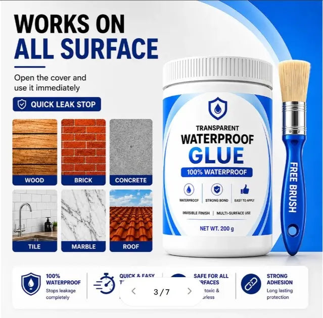 Transparent Waterproof Glue (Pack of 2) + Free Brush image 1