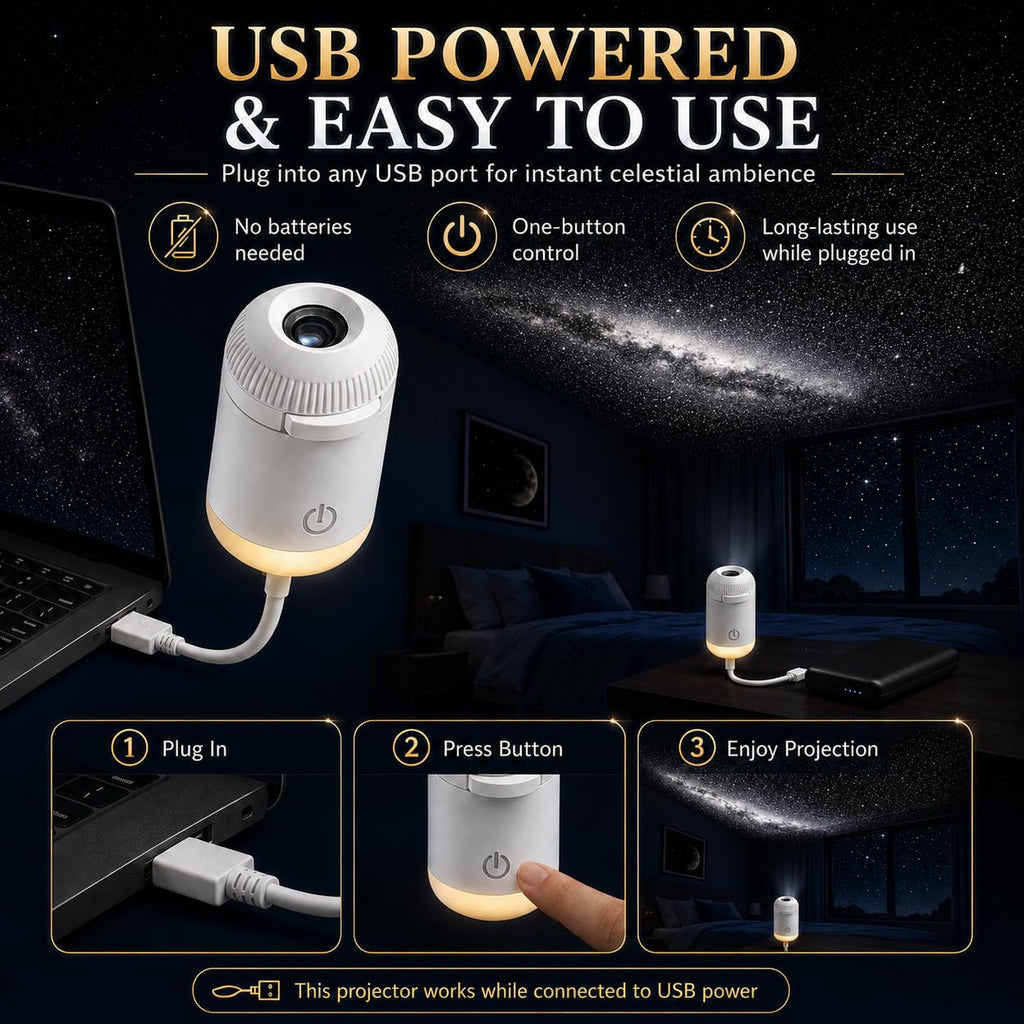 USB Galaxy Star Projector Light With Flexible Gooseneck