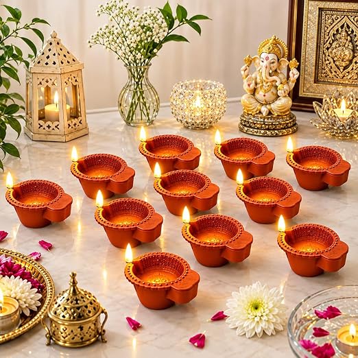 Diwali Decor Sensor Diya Lights - Pack of 24 image 6