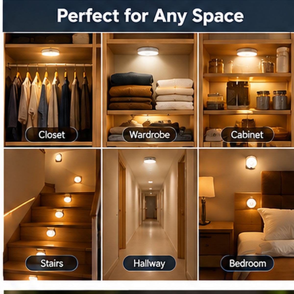 Motion Sensor Closet Lights – LED Puck Lights (Pack of 2) image 2